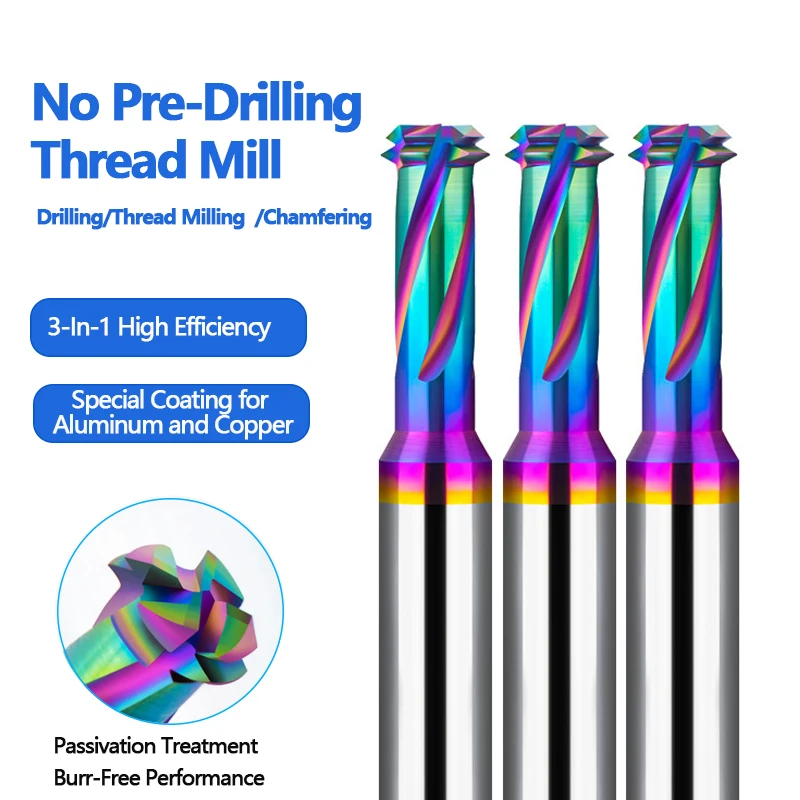 End Mill Set - Fresa de Rosca Multifuncional Colorida Sem